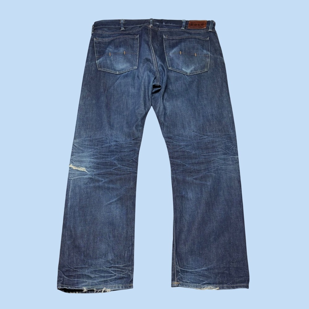Polo Ralph Lauren Mens Distressed Straight Leg Jeans Dark Wash Faded 40x30